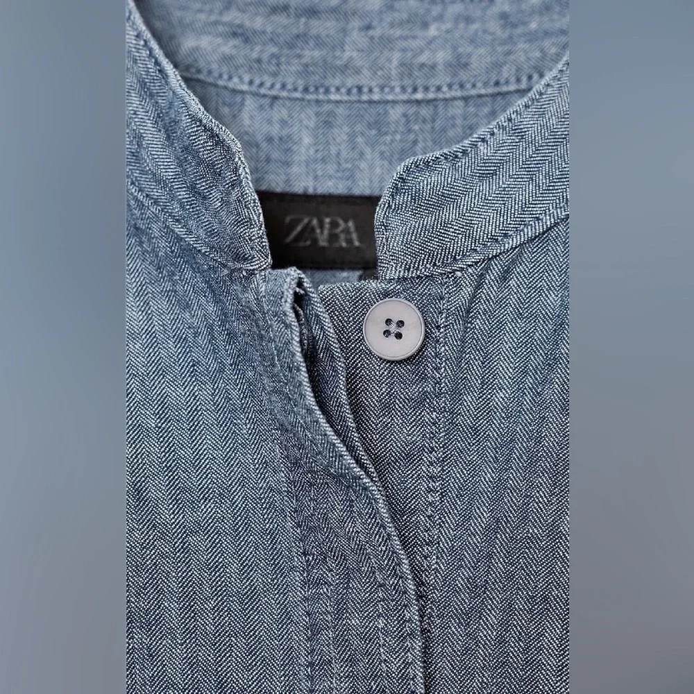 (#80)ZARA ZW COLLECTION Pleated Denim Shirt - Picture 5 of 7